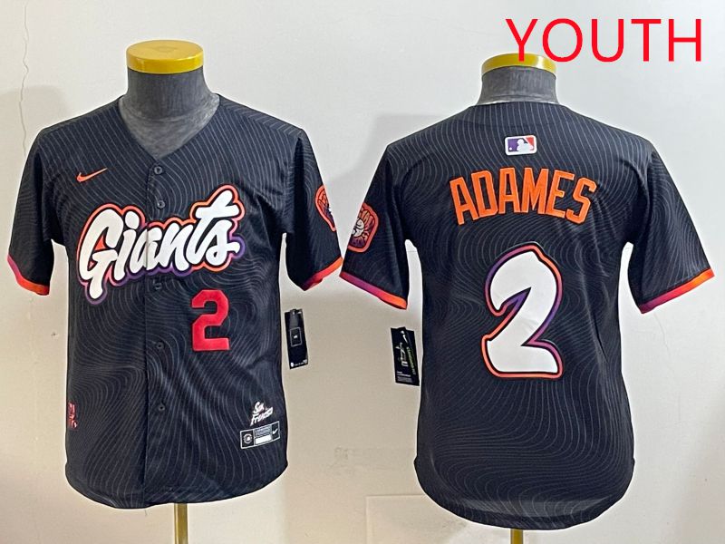 Youth San Francisco Giants #2 Adames Black Joint Name 2025 Nike MLB Jersey style 2->youth mlb jersey->Youth Jersey
